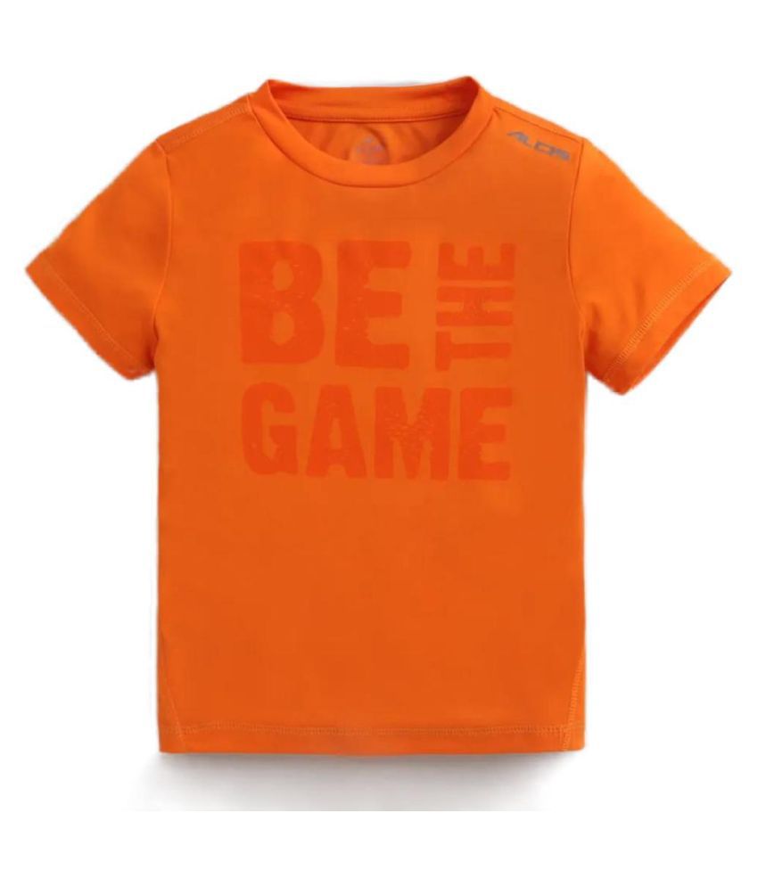 Hopscotch Boys Polyetser Printed T-Shirt in Orange Color For Ages 8-10 Years (ALD-3571887)