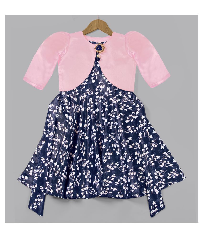    			Fashion Dream Baby Girl’s Floral Print Shrug Style Midi Dress/ Frock