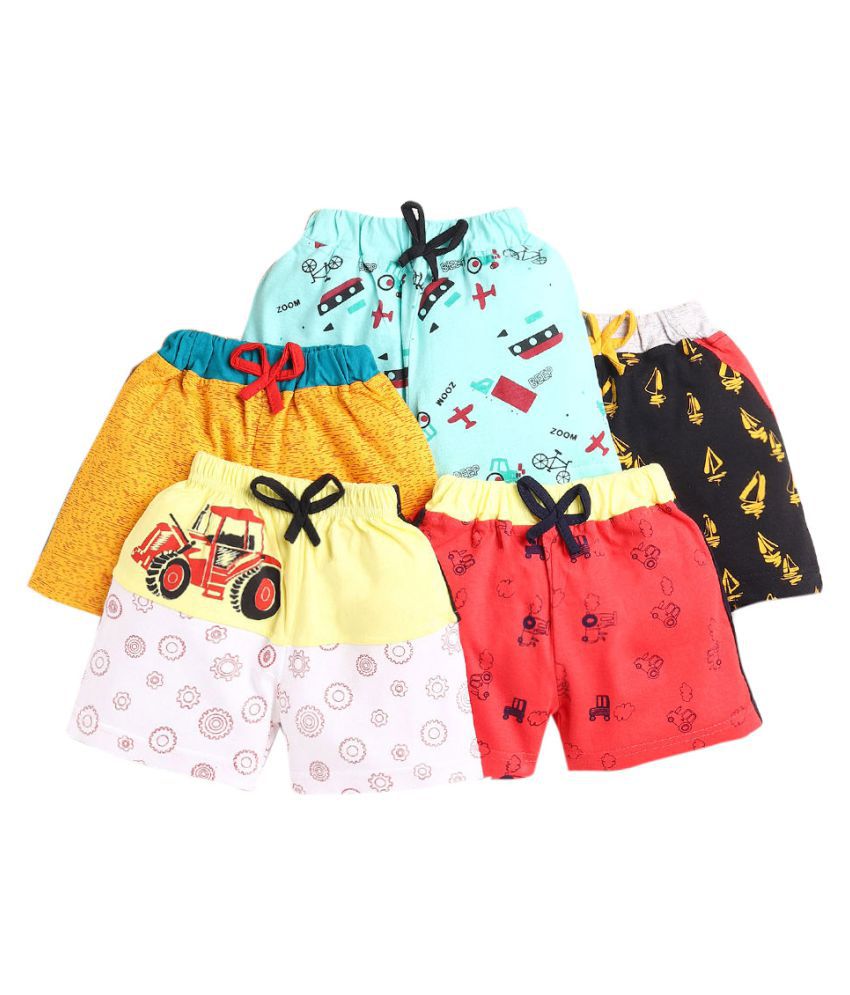 Hopscotch Baby Boys Cotton Printed Shortscombos Lmblkgnyl0Rdblu in Multi Color For Ages 12-18 Months (LMG-3780458)