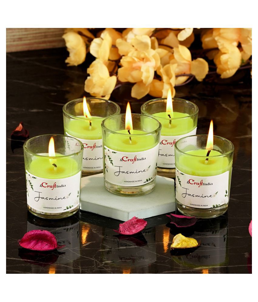     			eCraftIndia Jasmine Votive Glass Candle Scented - Pack of 5