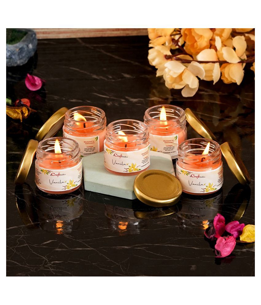     			eCraftIndia Vanilla Votive Jar Candle Scented - Pack of 5