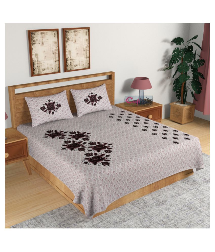     			eCraftIndia Cotton Double Bedsheet with 2 Pillow Covers ( 254 cm x 275 cm )