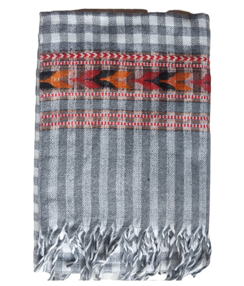     			new india trends Grey Checkered Shawl - Single