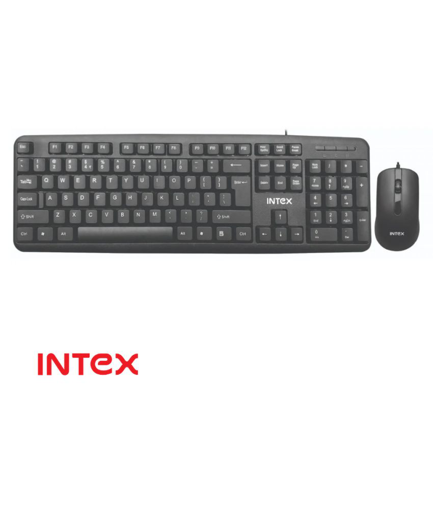 Intex Smile IT-KBM888 Black USB Wired Keyboard Mouse Combo Spill Resistant, Anti-skid Pad Design