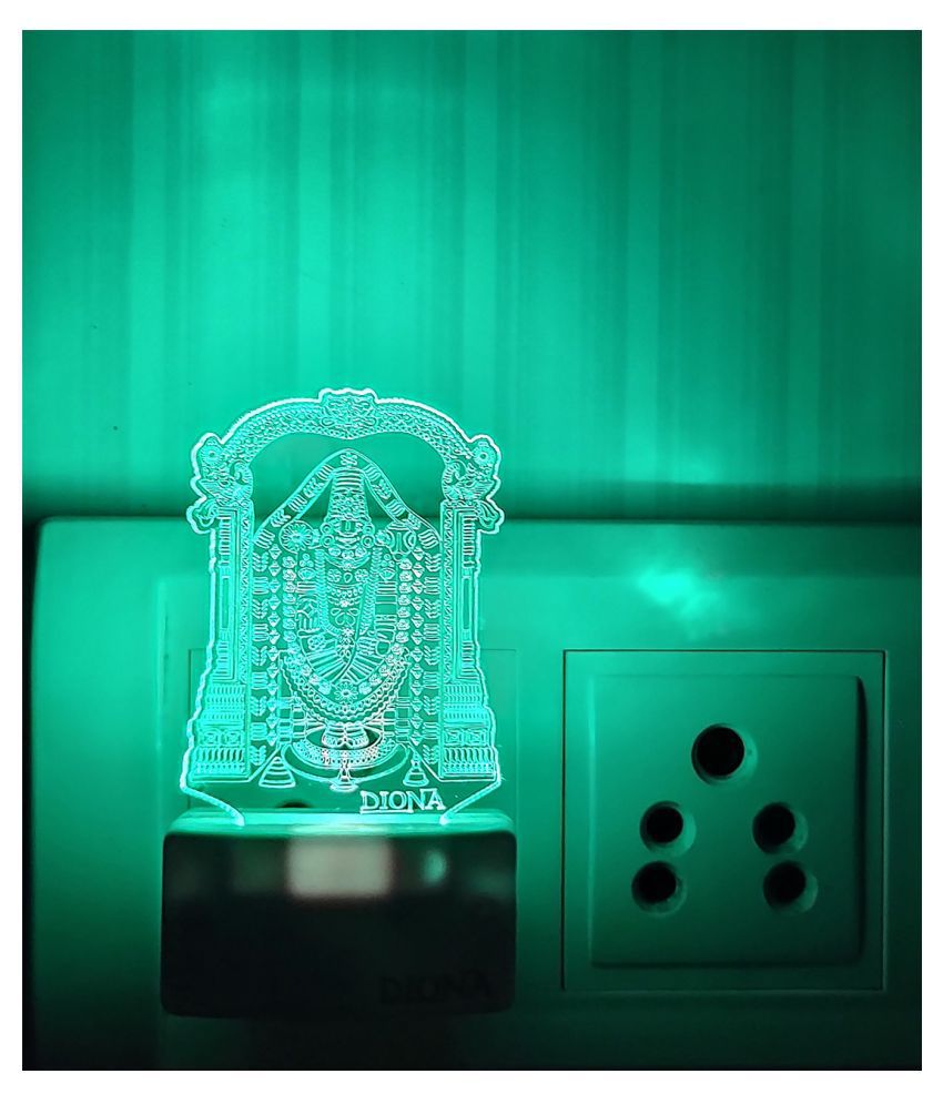     			DIONA Tirupati Balaji 3D LED Night Lamp Home Decor Acrylic Corporate Gifts Night Lamp Multi - Pack of 1
