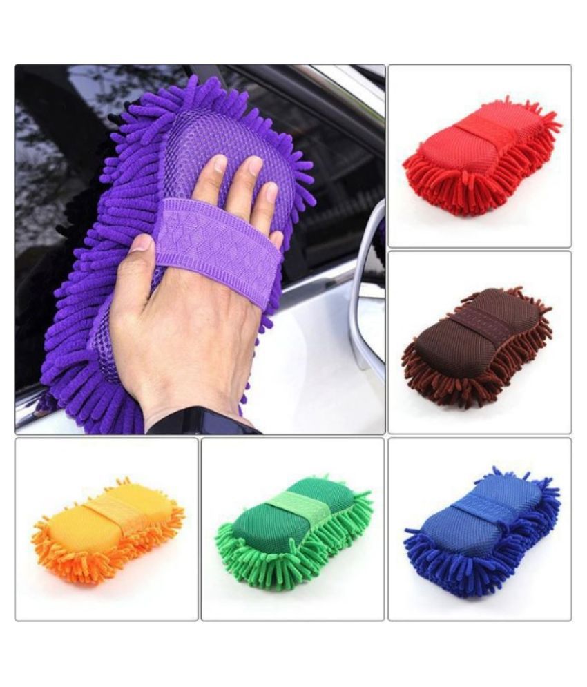     			FSN-Car Washing Sponge With Microfiber Washer Towel Duster For Cleaning Car. Bike Vehicle ( MULTICOLOR)