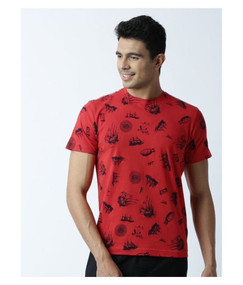     			Huetrap Cotton Red Printed T-Shirt Single Pack