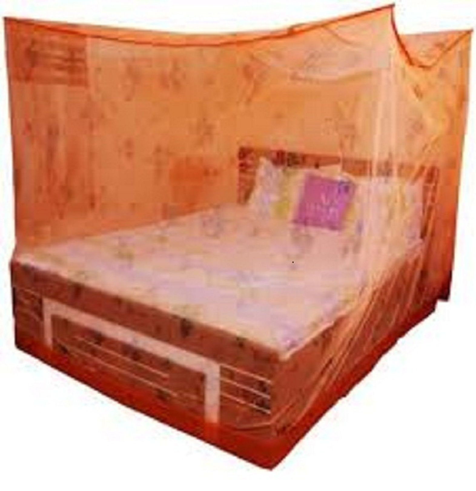     			Loom & Tiles Single Peach Floral Mosquito Net, Machardani