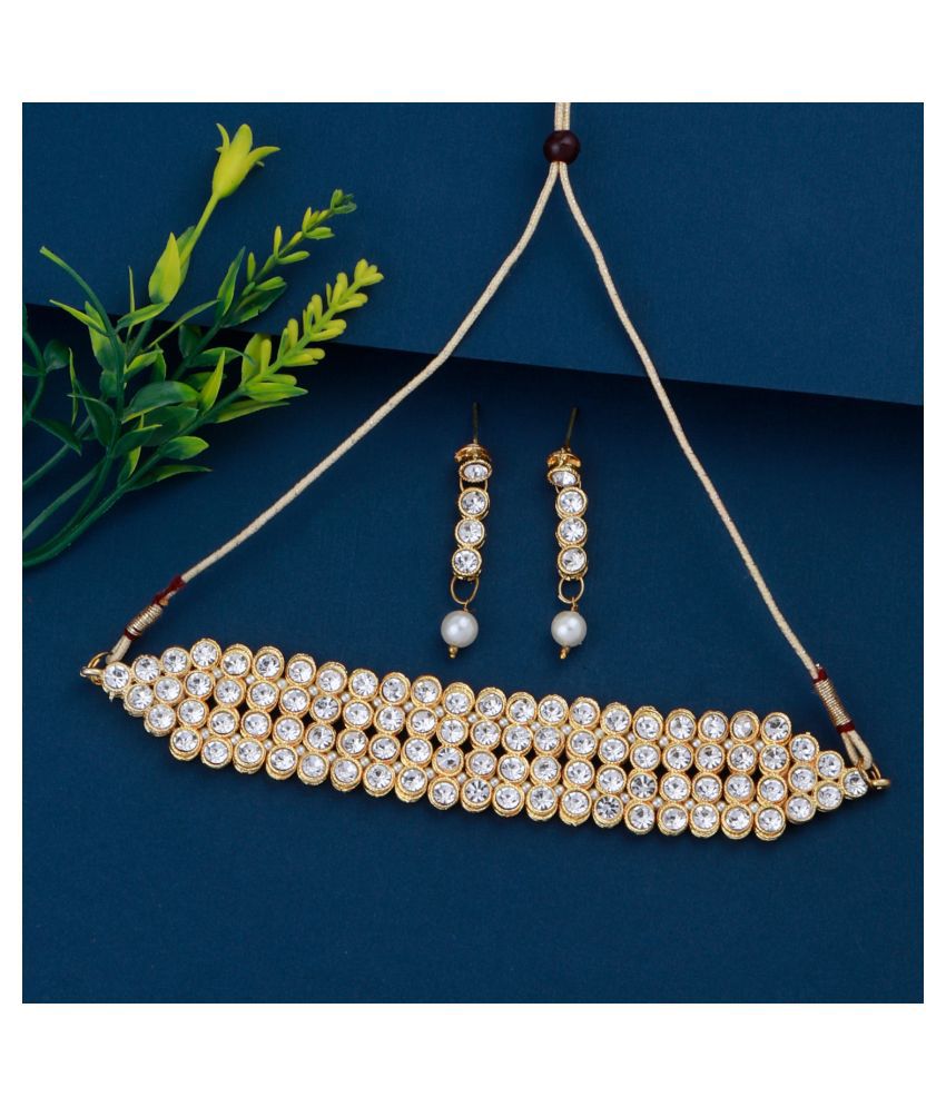     			Paola Alloy White Traditional Necklaces Set Choker