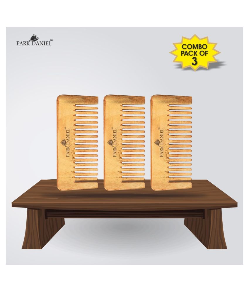     			Park Daniel  Neem Wooden Comb(5.5 inches) Fine Tooth Rattail Comb Pack of 3