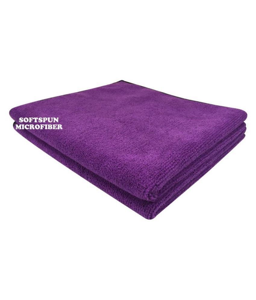 SOFTSPUN Microfiber Cleaning Cloths, 2pcs 40x40cms 340GSM Purple! Highly Absorbent, Lint and Streak Free, Multi -Purpose Wash Cloth for Kitchen, Car, Window, Stainless Steel, silverware.