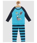 Lazy Shark Boys Cotton Blend Tshirt & Pajama Set ( Blue )