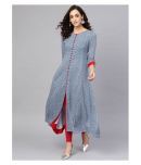 Yash Gallery - Blue Rayon Women's Front Slit Kurti ( Pack of 1 )