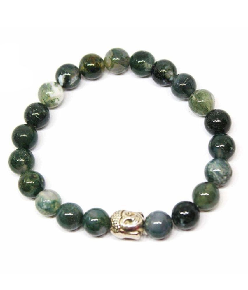     			8mm Green Moss Agate With Buddha Natural Agate Stone Bracelet