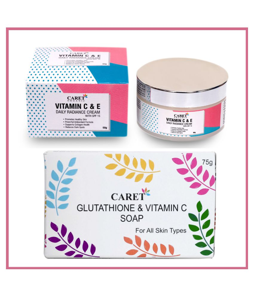     			Caret Organic With Glutathione & Vitamin C Soap 2 Times Use Facial Kit For All Skin Type Floral 150 g ( Pack of 2 )