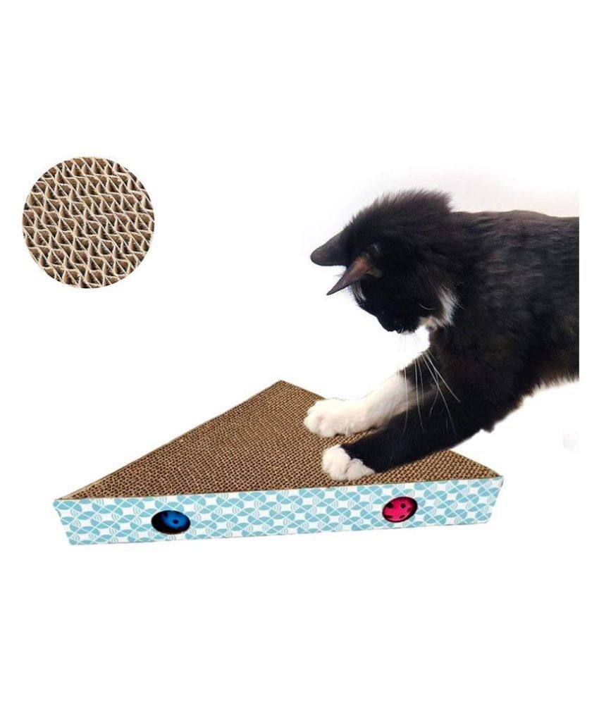 KOKIWOOWOO Cat Scratcher Corrugated Cardboard Scratching Pad Triangle