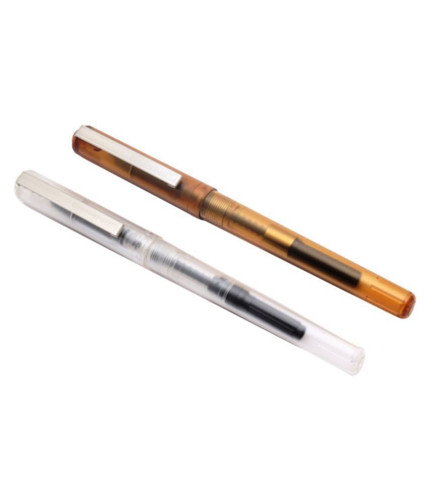 Set Of 2 - Jinhao 35 Demonstrator White & Orange Fountain Pen Fine Nib & Converter