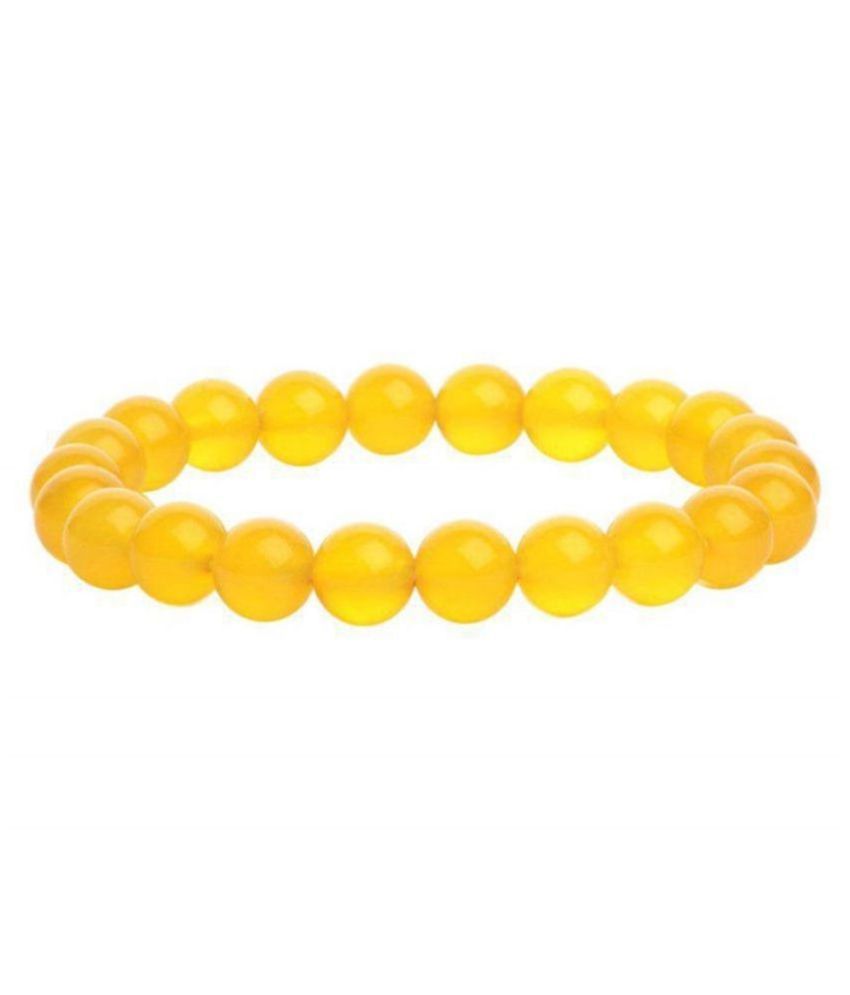     			10mm yellow jade Natural agate Stone Bracelet