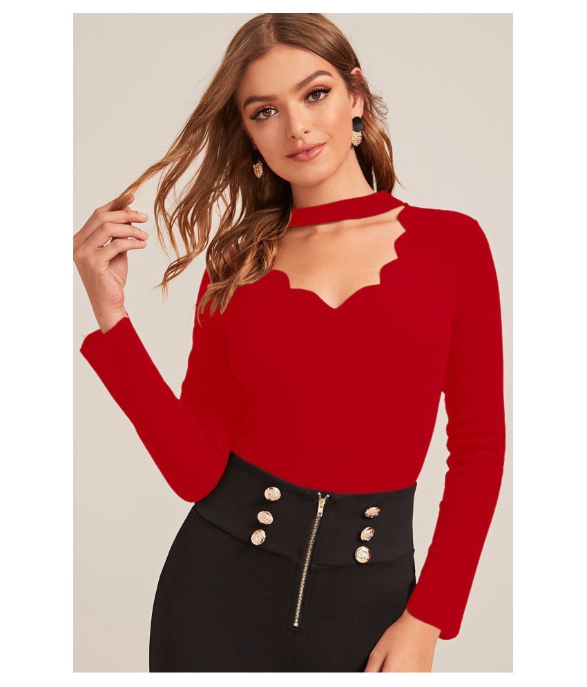     			Aahwan Polyester Regular Tops - Red Single