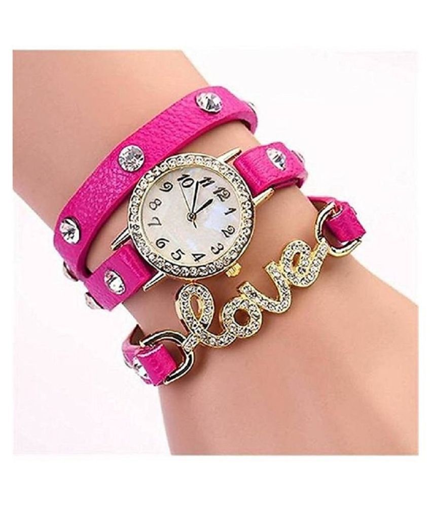     			DECLASSE - Pink Leather Analog Womens Watch