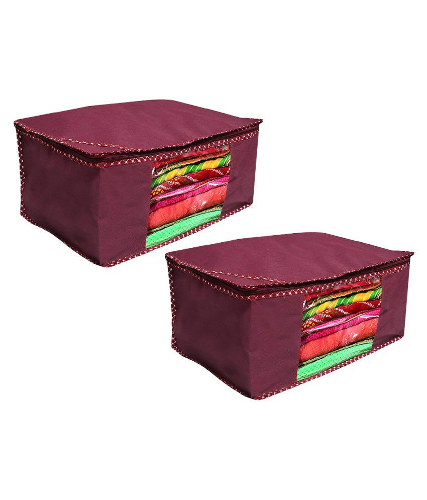     			SH. NASIMA less Non Woven Fabric Saree Cover Set with Transparent Window, Extra Large,less (3, Maroon)