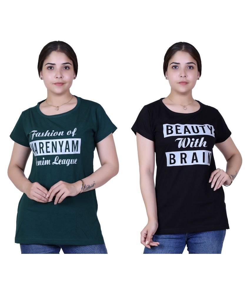     			Varenyam Cotton Regular Tops - Green Single