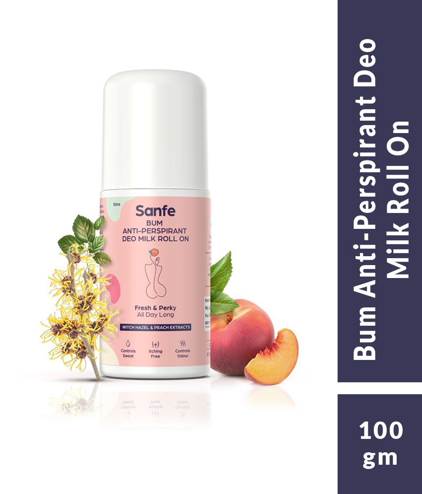 Sanfe Bum Anti-Perspirant Deo Milk Roll On - 50ml - For Freshness All Day Long | Removes Odour | No More Butt Sweat