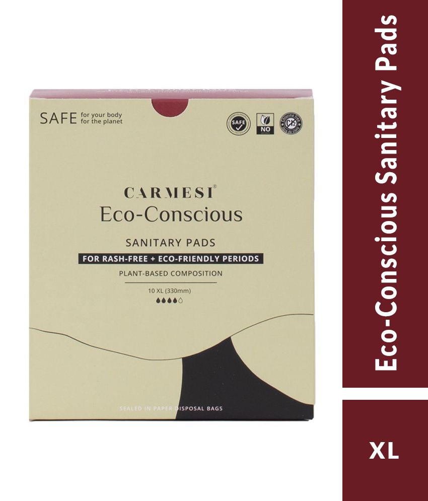 Carmesi Eco-Conscious - Sanitary Pads for Rash-Free + Eco-Friendly Periods (10  XL)