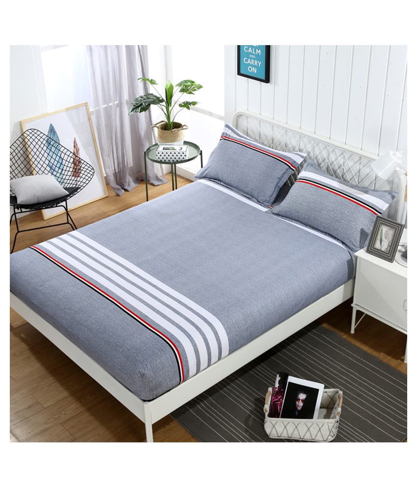    			House Of Quirk Polyester Queen Bed Sheet with Two Pillow Covers ( 200 cm x 180 cm )