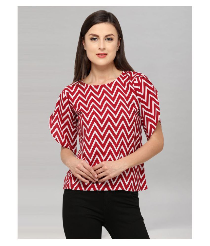     			Selvia - Red Crepe Women's Asymmetrical Top ( Pack of 1 )