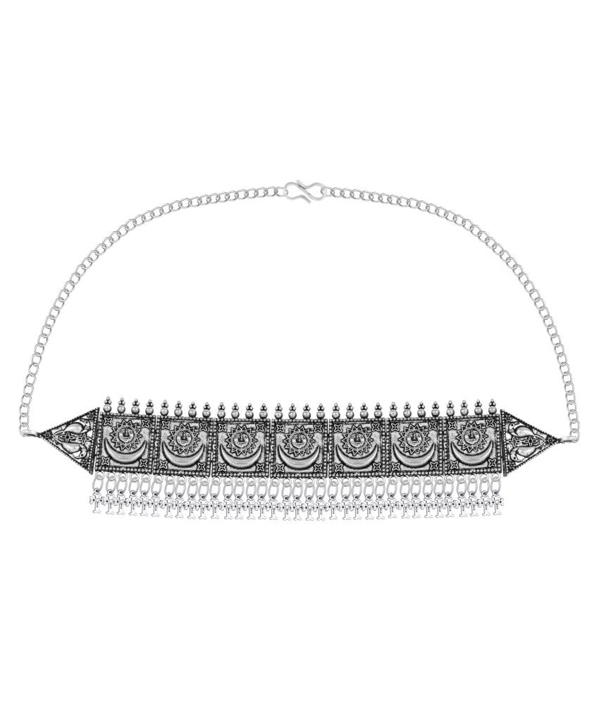     			ShreejiHuf Alloy Silver Traditional Necklace Choker