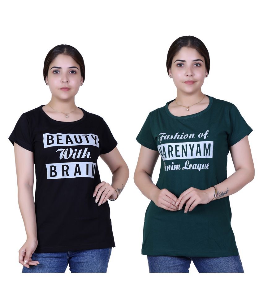     			Varenyam Cotton Regular Tops - Black Single