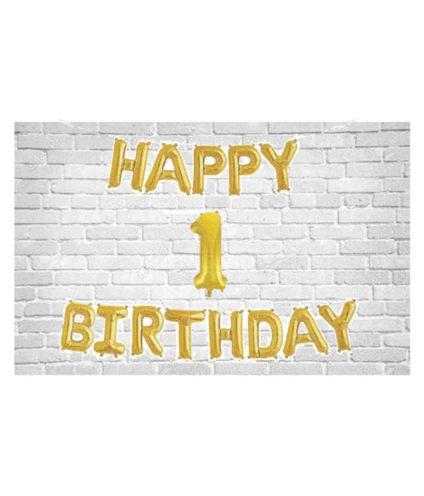     			Blooms Happy Birthday (Golden) with Numeric no. 1 (Pack of 14)