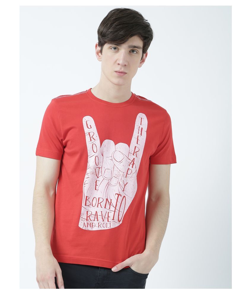     			Huetrap cotton Red Printed T-Shirt Single Pack