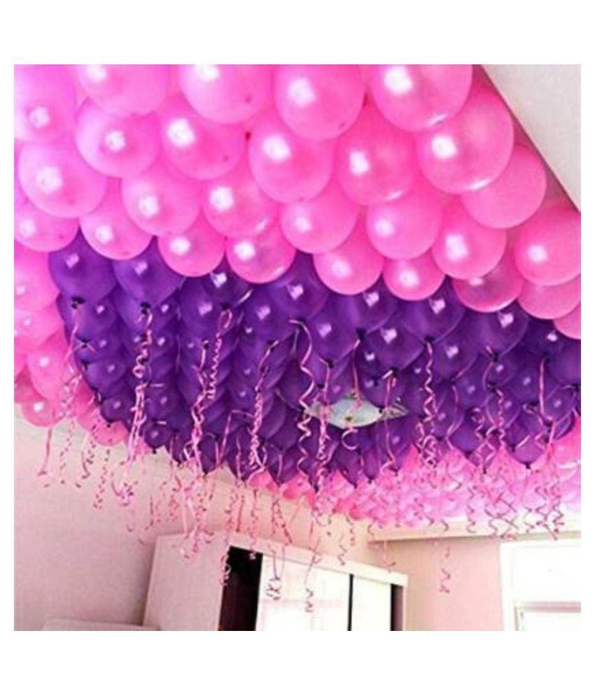     			KR Solid Solid Balloons (50 Purple,50 Pink) for Birthday, Anniversary , Festival, Wedding, Engagements Celebration and Party Balloon??(Purple, Pink, Pack of 100) Balloon Balloon  (Pink, Purple, Pack of 100)
