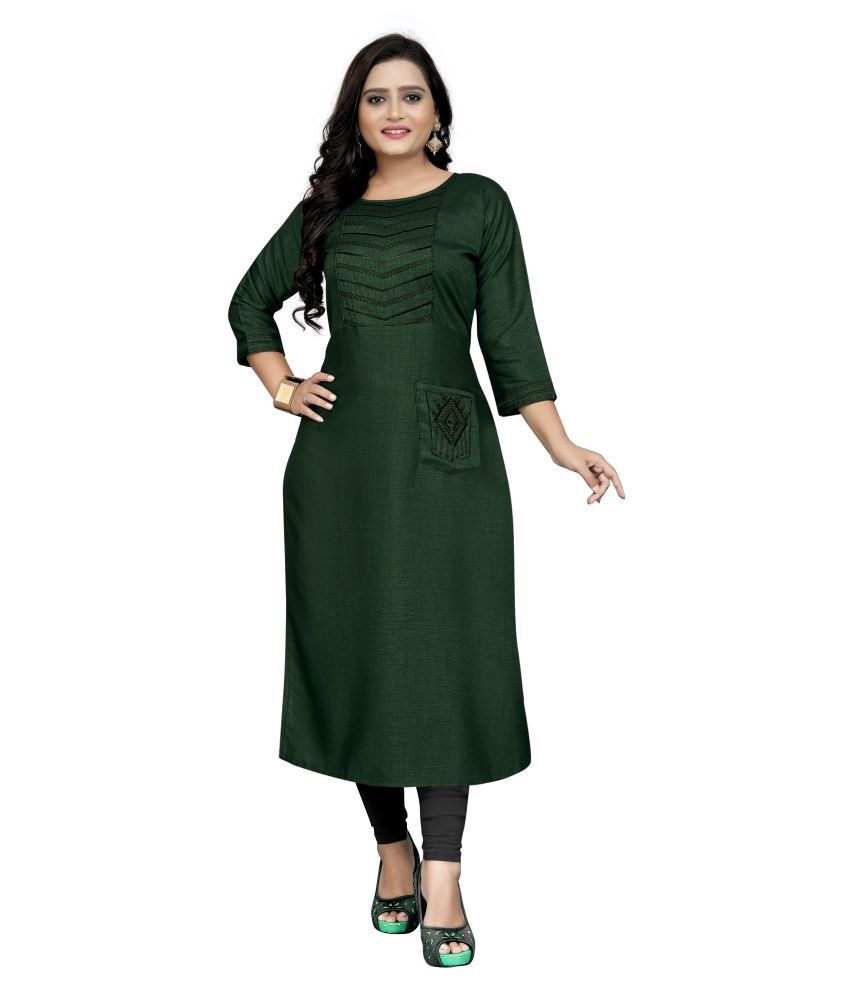     			Lerkiza - Green Rayon Women's Straight Kurti ( Pack of 1 )