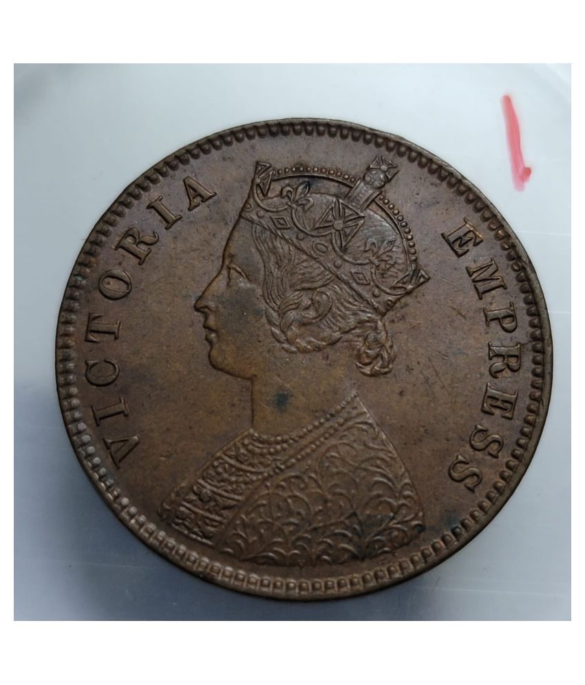     			British India One Quarter Anna 1891 Copper Coin High Grade UNC