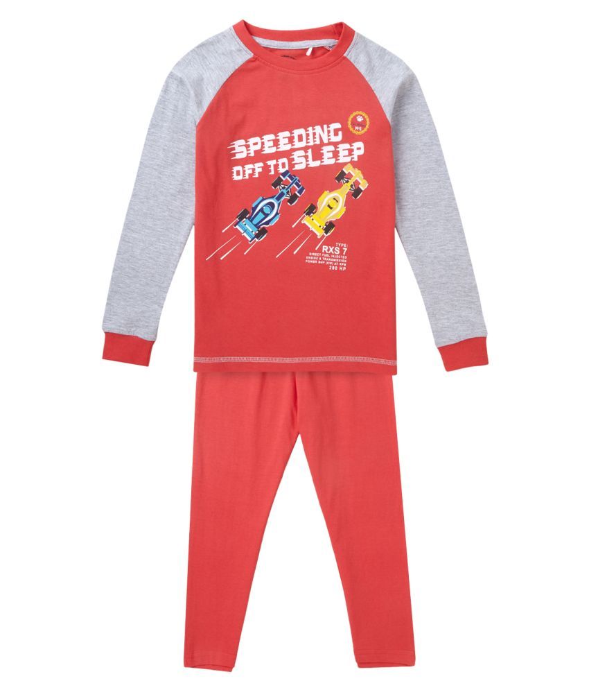     			Cub Mcpaws Pack of 1 Boys Cotton Blend Nightsuit Set ( Red )