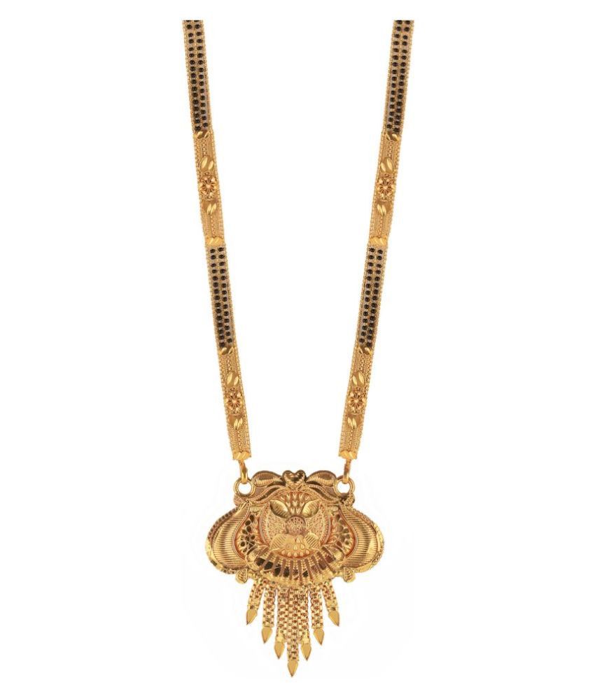     			Traditional One Gram Gold Glorious Hand Meena 30 inch Long Mangalsutra/Tanmaniya/nallapusalu/Black Beads Mangalsutr For Women Gold long chain