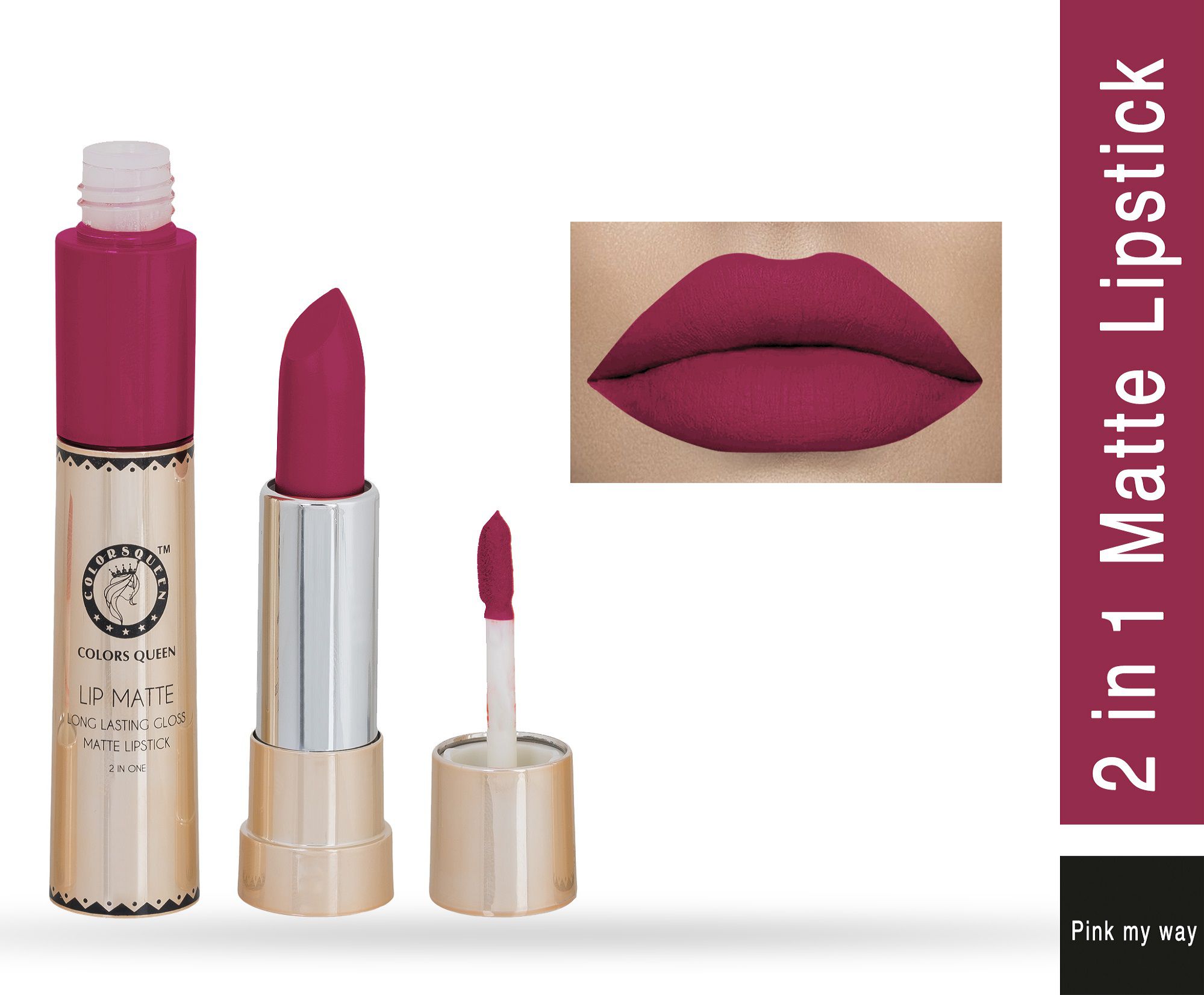     			Colors Queen 2 in 1 Lipstick Pink My Way Shade - 25 | SPF 15 8 g