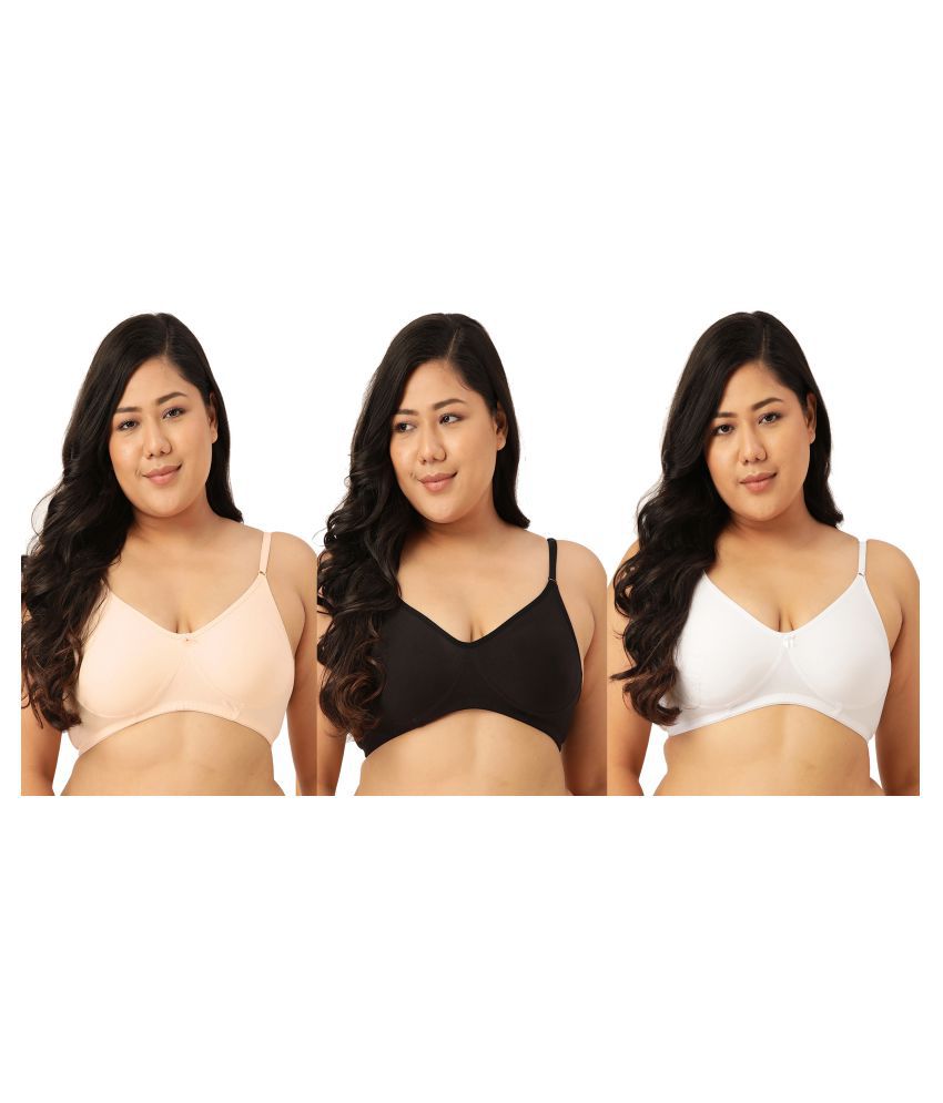     			Leading Lady Cotton T-Shirt Bra - Multi Color Pack of 3