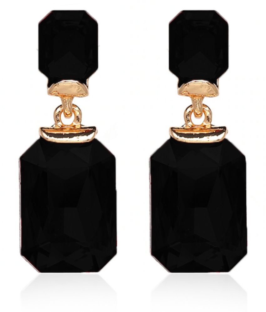     			YouBella Alloy Gold Plated Crystal Drop Earrings Jewellery for Women (Black)