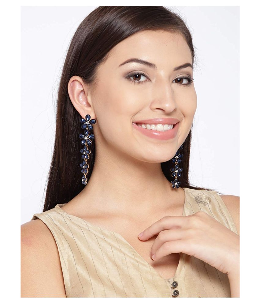     			YouBella Stylish Party Wear Jewellery Gold Plated Drop Earrings for Women (BLUE)(YBEAR_32178)