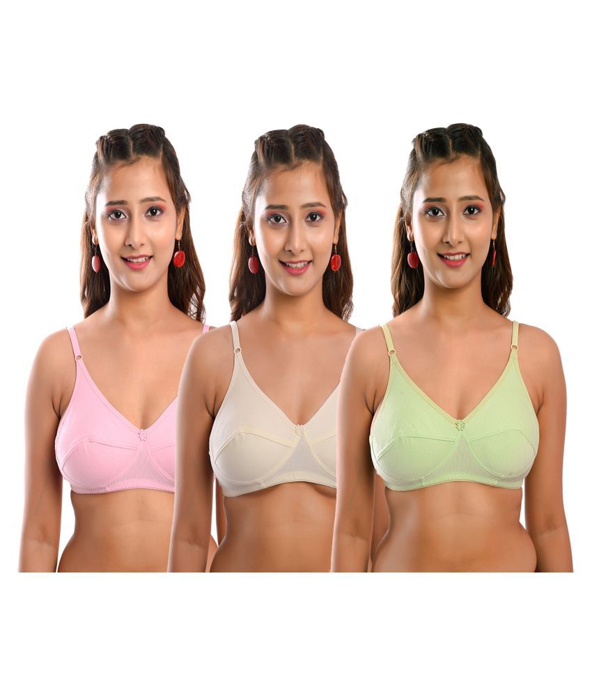     			Elina Pack of 3 Cotton Non Padded Women's T-Shirt Bra ( Multi Color )