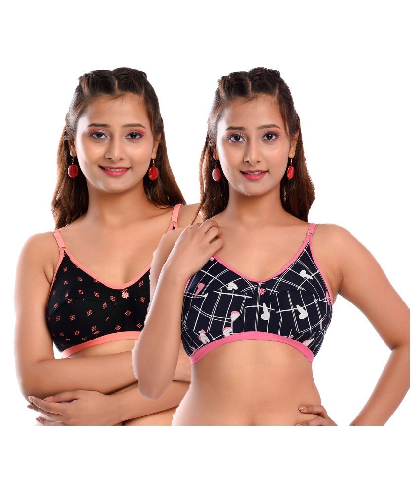     			Elina Pack of 2 Cotton Non Padded Women's T-Shirt Bra ( Multi Color )