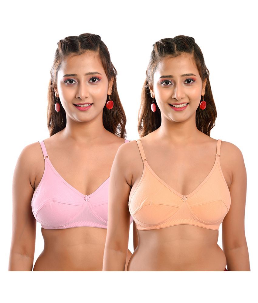     			Elina Pack of 2 Cotton Non Padded Women's T-Shirt Bra ( Multi Color )