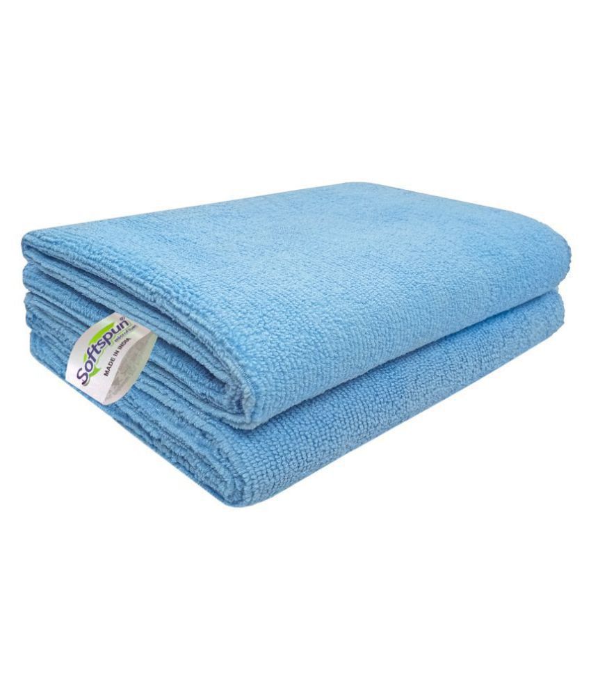SOFTSPUN Microfiber Cleaning Cloths, 2pcs 40x40cms 340GSM Sky Blue! Highly Absorbent, Lint and Streak Free, Multi -Purpose Wash Cloth for Kitchen, Car, Window, Stainless Steel, silverware.