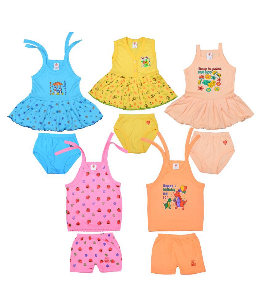     			Sathiyas Baby Girls Assorted Dresses(Pack of 5)