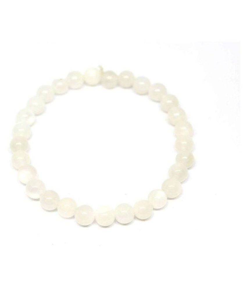     			6 mm White Indian Moonstone Natural Agate Stone Bracelet
