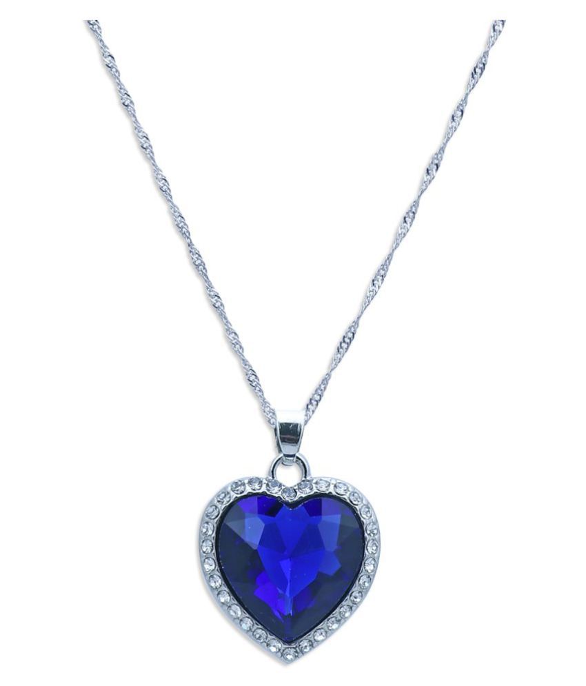     			Sukkhi Modern Blue Titanic Valentine Heart Crystals from Swarovski Rhodium Plated Pendant for Women